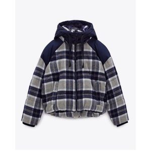 Zara Puffer- Plaid Blue